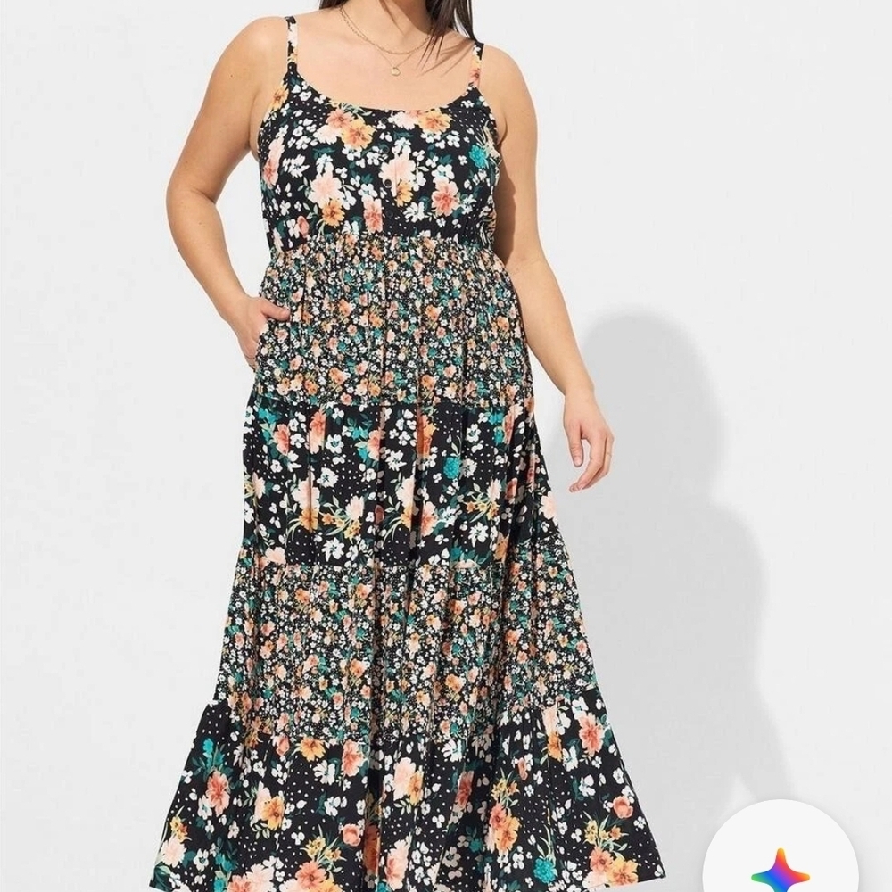 NWOT Torrid Size 1 Maxi Challis Tiered Dress